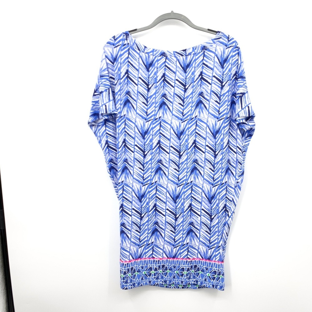 Lilly Pulitzer Women Small Dress Tunic Top Short Dolman Sleeve Blue Print Lowe
